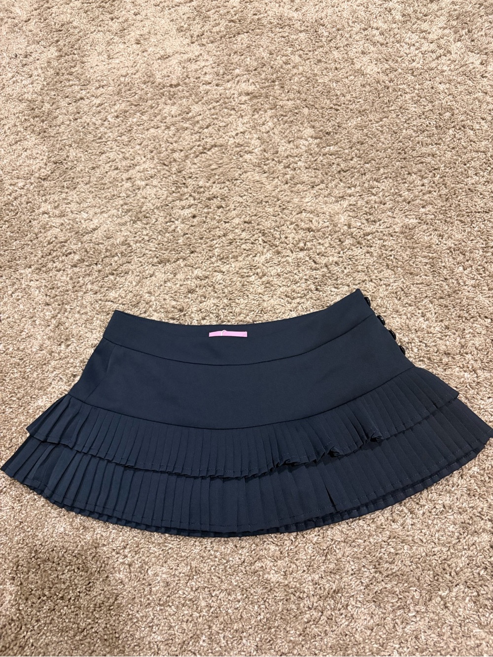 Edikted Navy Pleated Tiered Mini Skirt